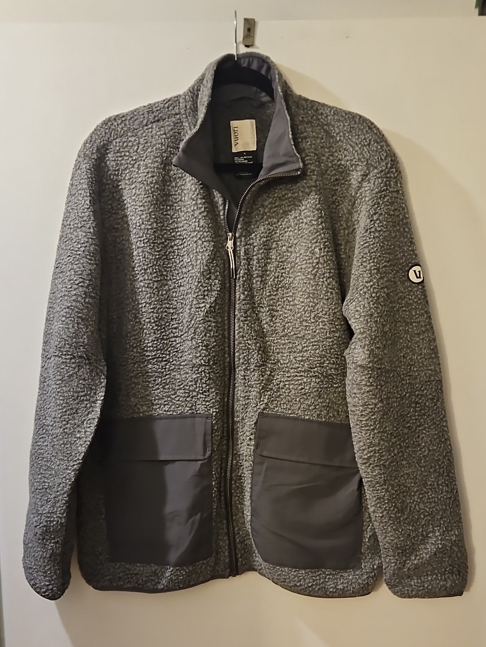 Vuori Men’s Heather Gray Idyllwild Sherpa Zip-Up Jacket Size XL